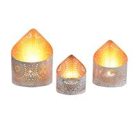 Marrakech Set of 3 Boho Decorative Lanterns Yous White Gold Metal/Glass Tea Light Holder as Spring Living Room Table Decoration Exquisite Candle Holder Decoration for Tea Lights