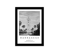 Marrakech Travel Print Marrakech Wall art Black and white Poster A5 Print in Black frame 18 X 24.5cm (7x9.6inch)