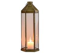 Marrakech Vintage Decorative Lantern 39 cm Large Gold Antique Metal and Glass Tea Light Holder as Table Decoration Living Room Candle Holder Lantern Arada as Balcony Patio & Garden Aesthetic