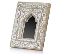 Marrakech Wooden Dressing Table Mirror 25 cm Large Boho Decorative Standing Mirror Small Goul Oriental Decoration Make Up Mirror Cosmetic Mirror for Bedroom Living Room & Bathroom