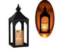 Marrakesch Windlight Lantern Outdoor Garden Scandinavian Black Gold Metal 42 cm