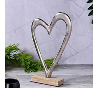 Marrakesh Heart Decorative Stand 23 cm Large Decorative Object Amour 12 as Table Decoration Window Sill Decoration Silver