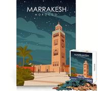 Marrakesh Travel Poster Jigsaw Puzzles for Adults 1000 Piece Brain Memory Pleasant Leisure Tight Lock Creative Gift size 50x75cm
