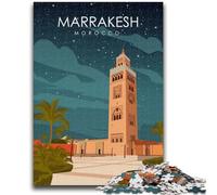 Marrakesh Travel Poster Jigsaw Puzzles for Teenagers 1000 Jigsaws, for 14+ Train Your Brain And Your Hands Christmas Game Gifts 1000pcs(50x75cm)