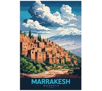 MARRAKESH - Vintage African Travel Poster A4 Safari Print Retro Wall Art for Nature Lovers Home Office or Wanderlust Inspired Interiors
