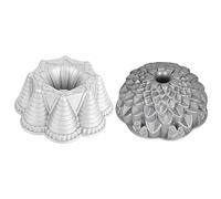 Marran 2x Aluminum Die Cast Heavy Windspout Cake Pan Non Stick Cake Mold Metal Crown Style & Irregular Style
