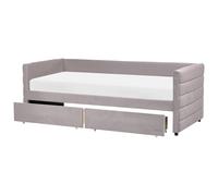 Beliani Daybed With Storage Marray Velvet Light Grey 90 X 200 Cm (Eu Single)