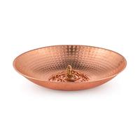 Marrgon Copper Anchoring Basin - Hammered Metal Bowl for Rain Chain Downspout Gutters - Beautiful Decorative Fountain Dish Display for Outdoor Garden, Lawn & Patio Water Feature - 11” Wide x 2” High