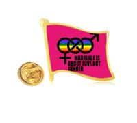 Marriage Is About Love Not Gender Golden Metal Flag Lapel Pin Badge