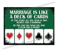 Marriage Is Like A Deck Of Cards Funny Metal Bar Sign for Mancave Home Pub Indoor or Outdoor Garden Retro Wall Plaque Man Cave Gift Retro Vintage Memorabilia 20cm x 15cm