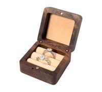 Marriage Proposal Rings - Digital Jewelry Box | Wooden Engagement Ring Holder with Double Slot | Keepsake Ceremony Man Woman