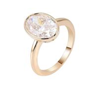 Marriage Ring 14K Ring Setting Yellow Moissanite Solitaire with Oval Moissanite 2Ct Size M 1/2 Popular for Sister New Year Jewelry