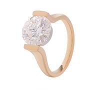 Marriage Ring, Stackable Rings 9K Yellow Gold Solitaire with Round Moissanite 1Ct Size I 1/2