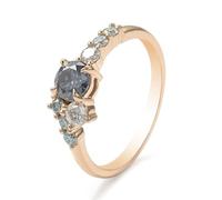 Marriage Ring, Statement Rings 4 Prongs with 1Ct Gray Green Moissanite 9K Yellow Gold Size S 1/2
