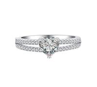 Marriage Ring, The Engagement Ring Elegant with Heart Shape Moissanite 9K White Gold Size T 1/2