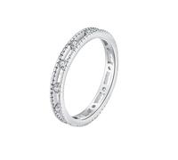 Marriage Ring, White Gold Wedding Bands for Her 9K Inlaid Stones Hollowed Out with Round Shape Moissanite Size O 1/2