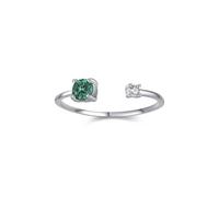 Marriage Rings for Women, Engagment Ring Open Design with Round Lab Emerald 0.25ct and Moissanite 18K White Gold Size I 1/2