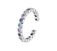 Marriage Rings for Women, Finger Rings for Women Retro Open Ring Adjustable with Blue Purple Round Shape Lab Created Sapphire 9K White Gold Size P 1/2