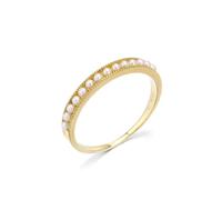Marriage Rings for Women, Gold Knuckle Rings for Women Band Ring with Pearls 18.1K Yellow Gold Size M 1/2