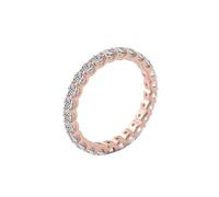 Marriage Rings for Women, Pre Engagement Ring Row Of 2.4mm Round White Moissanite 14K Rose Gold Size N 1/2