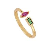 Marriage Rings for Women, The Promise Ring 14K Yellow Gold Adjustable Ring with Green Rectangle Lab Created Emerald Size J 1/2