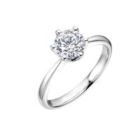 Marriage Rings for Women, Wedding Band Ring with 6 Prong 0.3Ct Diamond 18K White Gold Size I 1/2