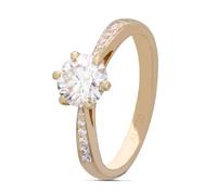 Marriage Rings for Women, Yellow Gold Band Rings for Women 6-Prong Solitaire Ring with Created Diamond 0.4ct 18.1K White Gold Size H 1/2