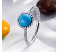 Marriage Rings Wedding Rings 14K White Gold Silver Round with 0.7CT Turquoise Size V 1/2 Solid Not Plated Upgrade 3.0 for Ladies Wedding Jewelry
