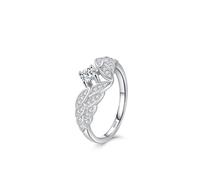 Marriage Rings Womens Sterling Silver Rings S925 1.9mm Cubic-Zirconia Angel Wings Size P 1/2 Gifts for Ladies Mother Elegant