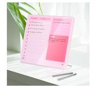 Marribol Desktop Thickened Acrylic Dry Erase Board to do List Planner Board，12"x10"，Tabletop Whiteboard with Stand，Frameless Pink Dry Erase White Board，for Office/Home/School