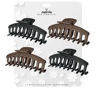 Marrie Large Hair Claw Clips for Thick Hair Nonslip Jumbo Hair Clamp Strong Big Hold Jaws Hair Styling Accessories for Women Girls Size 4.3 Inches (4 Pack (Matte Black & Dark Brown)