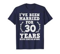 Married 30 Years 30th Wedding Anniversary T-Shirt, Men, Navy Blue, X-Large