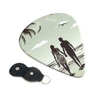 Married Couple Walking On The Beach Guitar Plectrums, 6 Guitar Plectrums, Double Sided Printing, For Acoustic Guitar, Bass, Ukulele, Electric Guitar (0.46 Mm 0.71 Mm 0.96 Mm)