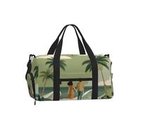 Married Couple Walking on The Beach Gym Duffle Bag with Shoe Compartment Travel Weekender Overnight Bag Waterproof Sports Gym Bag with Shoulder Strap