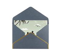 Married Couple Walking On The Beach Luxury Pearl Paper Greeting Card With Gold Border, Blank Inside, With Envelope - Birthday, Wedding, Christmas, Valentine