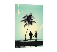 Married Couple Walking on The Beach patterned signage, indoor and outdoor wall decoration, suitable for parties, bedrooms, and porches.