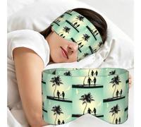 Married Couple Walking On The Beach Print Blackout Blindfold Reversible Broad Strap Sleep Eye Cover Travel