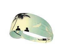 Married Couple Walking on The Beach Print Elastic Exercise Headband - Breathable, and Comfortable for Sports, Yoga, Cycling, and More