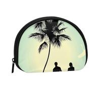 Married Couple Walking on The Beach Print Women's Mini Coin Purse Wallet Zipper Pouch for Daily Use and Gifts 1PCS