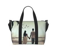 Married Couple Walking on The Beach Printed Travel Duffel Bag for Women Men - Weekend Overnight Bags with Adjustable Shoulder Strap and Handle