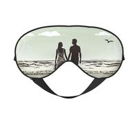 Married Couple Walking On The Beach Sleep Mask for Women & Men - Double-Sided Eye Mask with Adjustable Strap, Soft Silky Feel, Light-Blocking & Breathable for Travel, Nap, Shift Work, Yoga