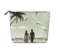 Married Couple Walking On The Beach Toiletry Bags for Women, Portable Travel Cosmetic Bag, Daily Organiser with Zipper