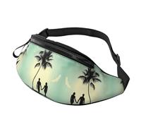 Married Couple Walking On The Beach Waist Bag Bumbags for Men Women, Print Polyester Waist Pack for Travel Walking Sport with Adjustable Strap