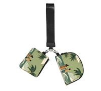 Married Couple Walking on The Beach Wristlet Keychain Wallet Pouch with Strap Double Zipper Small Coin Purse Portable Wrist Bag for Travel Gym Daily Use