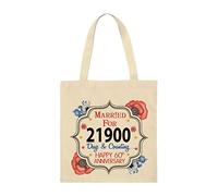 Married for 21900 days and counting Happy 60th Anniversary Eco-Friendly Tote Bag Cotton Shopping Bag.