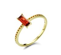 Married Ring, Her Wedding Band Four Claws with Garnet 18.1K Gold Size S 1/2 Boho Jewelry for Women