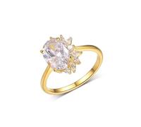 Married Ring, Moissanite Ring Band Oval with 2.5ct Moissanite 9K Yellow Gold Size O 1/2
