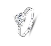 Married Ring, Ring Bands for Women Round with 1ct Moissanite 14K White Gold Size V 1/2