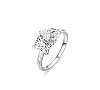 Married Ring, Rings for Women Love with Rectangular and Pear Moissanite Silver 14K White Gold Size I 1/2