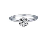 Married Ring, Rings for Women Trendy 9K White Gold 6 Prong Solitaire with Round Moissanite Size M 1/2